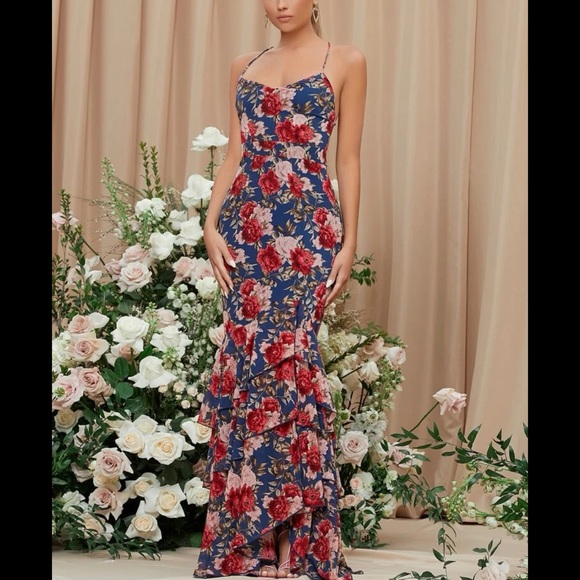 SHEIN | Floral Print Ruffled Mermaid Dress - Picture 5 of 15